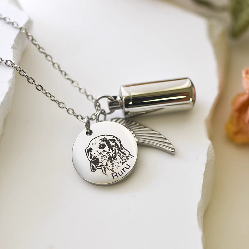 Personalized Pet Memorial Urn Necklace Angel Wings Gift - Angel Paws Memorials