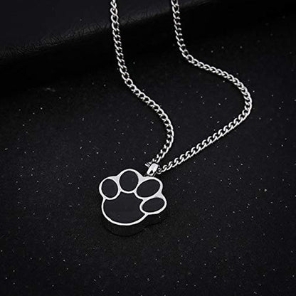 Engravable Pet Memorial Necklace Silver Stainless Steel Paw Locket - Angel Paws Memorials