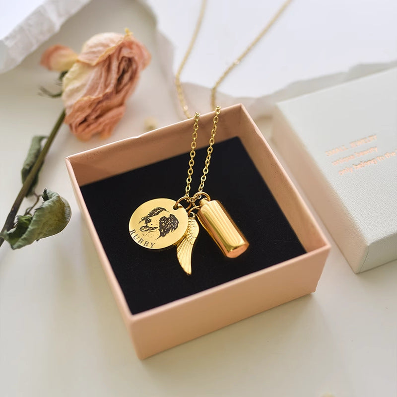 Angel Wings Pet Memorial Urn Necklace for Ashes Custom Keepsake Jewelry - Angel Paws Memorials