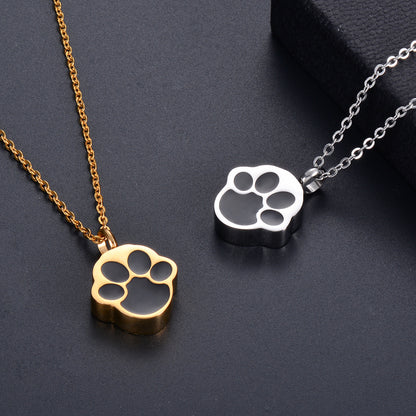 Engravable Pet Memorial Necklace Gold Paw Print Locket for Ashes - Angel Paws Memorials
