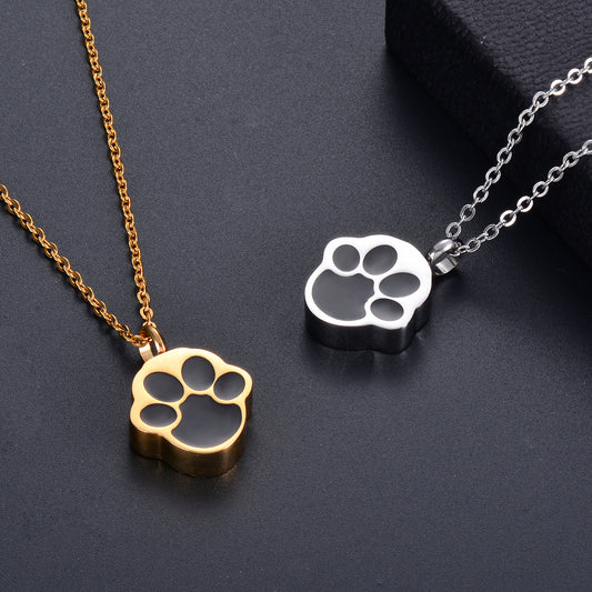 Engravable Pet Memorial Necklace Gold Paw Print Locket for Ashes - Angel Paws Memorials