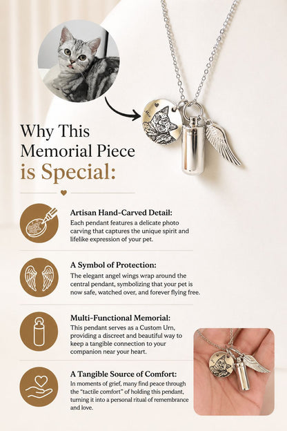 Custom Pet Photo Angel Wings Necklace Openable Memorial Pendant - Angel Paws Memorials