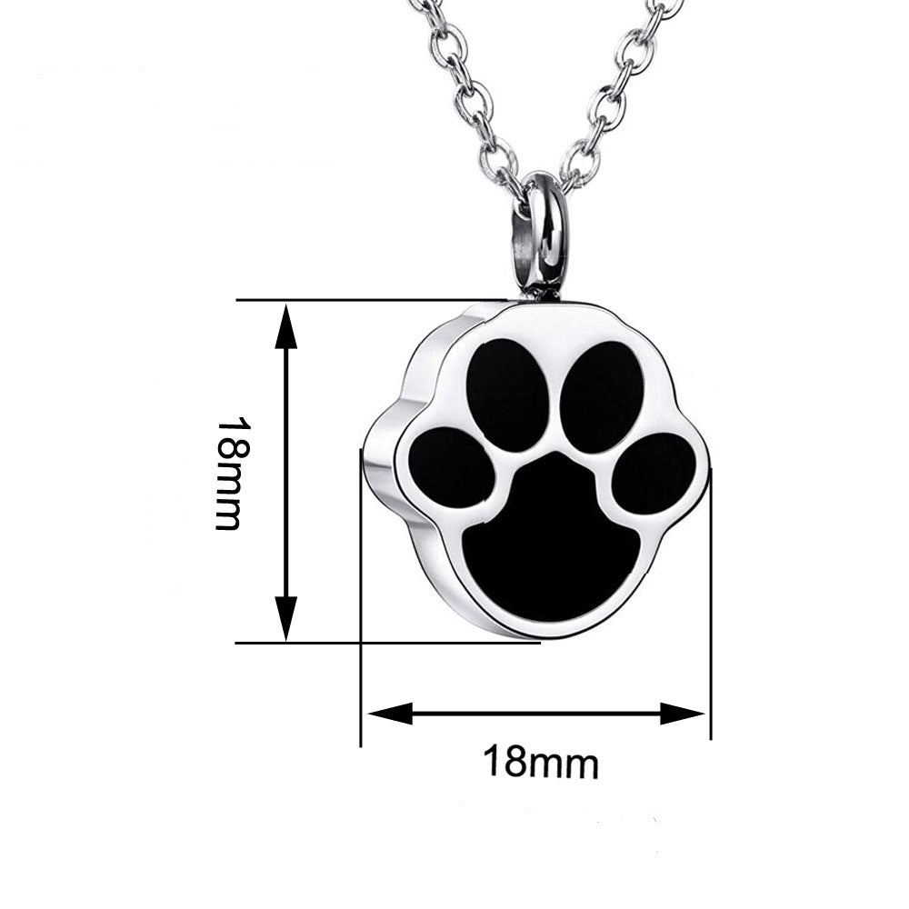 Paw Print Pet Memorial Locket Necklace for Ashes Close Up - Angel Paws Memorials