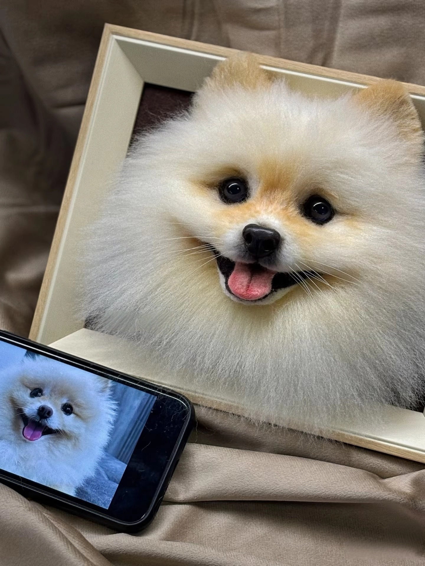 Custom Dog Wool Felt Framed Pet Portrait Memorial Gift - Angel Paws Memorials