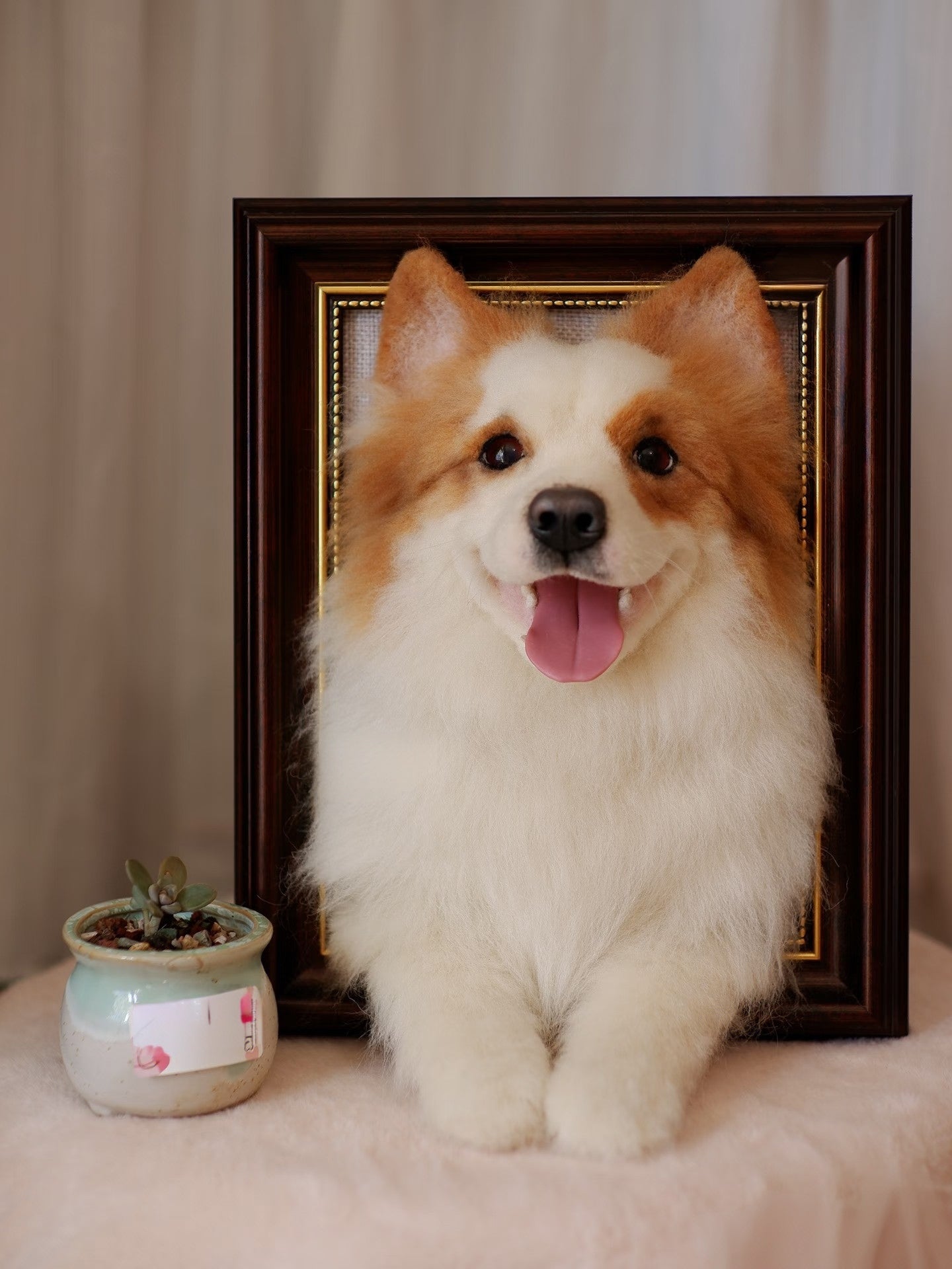 Custom Wool Felt Framed Dog Portrait Figurine Handmade Gift - Angel Paws Memorials