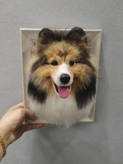 Customized Wool Felt Framed Pet Headshot Figurine Detail - Angel Paws Memorials