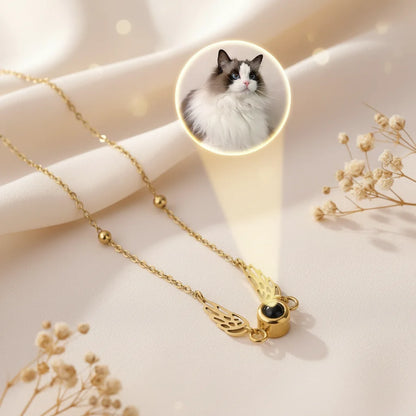 Luxury Pet Memorial Projection Necklace with Photo Reveal - Angel Paws Memorials