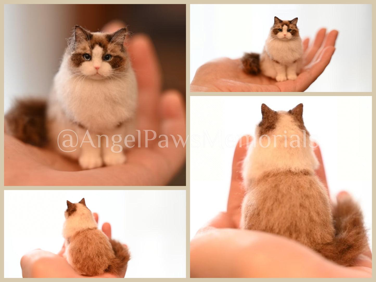 Mini Cat Wool Felt Figurine Installment Payment Product Image - Angel Paws Memorials
